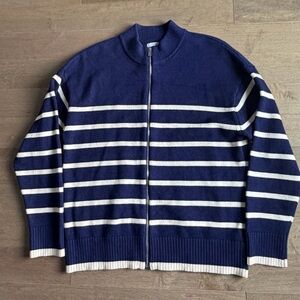 Staccato Navy and White Striped Zip-Up Sweater